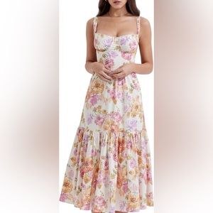 Elia Floral Stretch Cotton Blend Corset Sundress